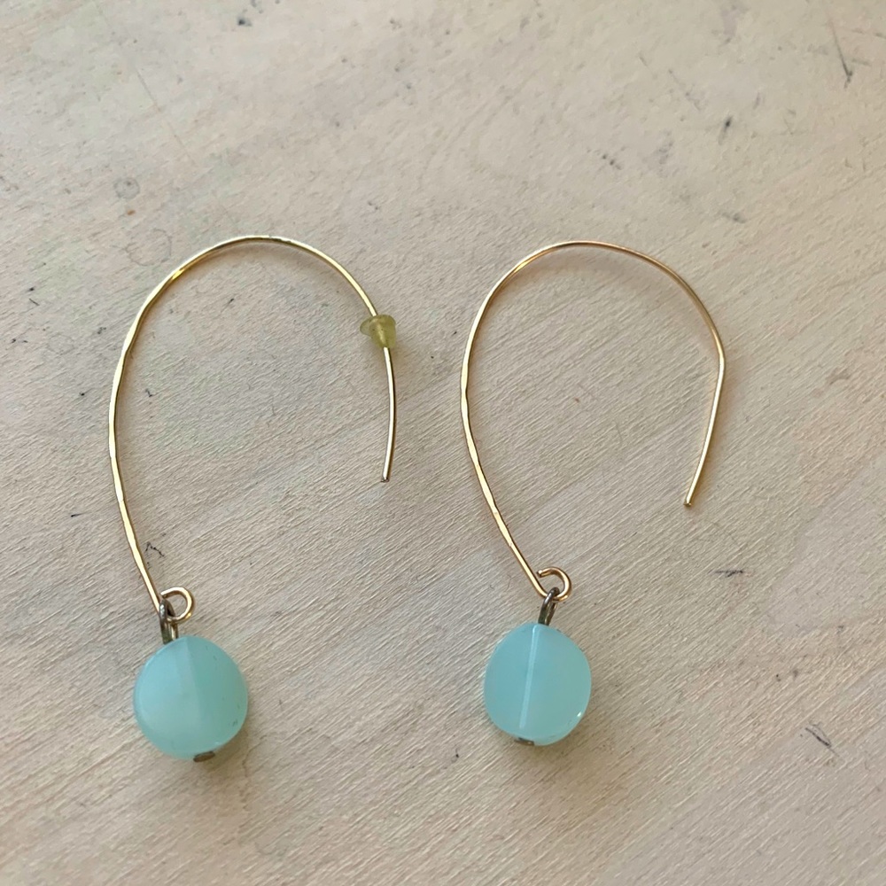 Aqua and gold drop earrings